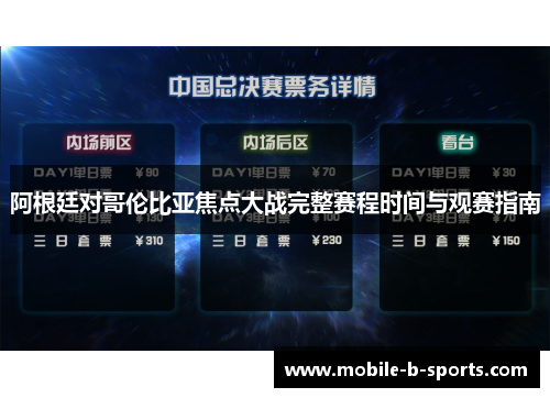 阿根廷对哥伦比亚焦点大战完整赛程时间与观赛指南